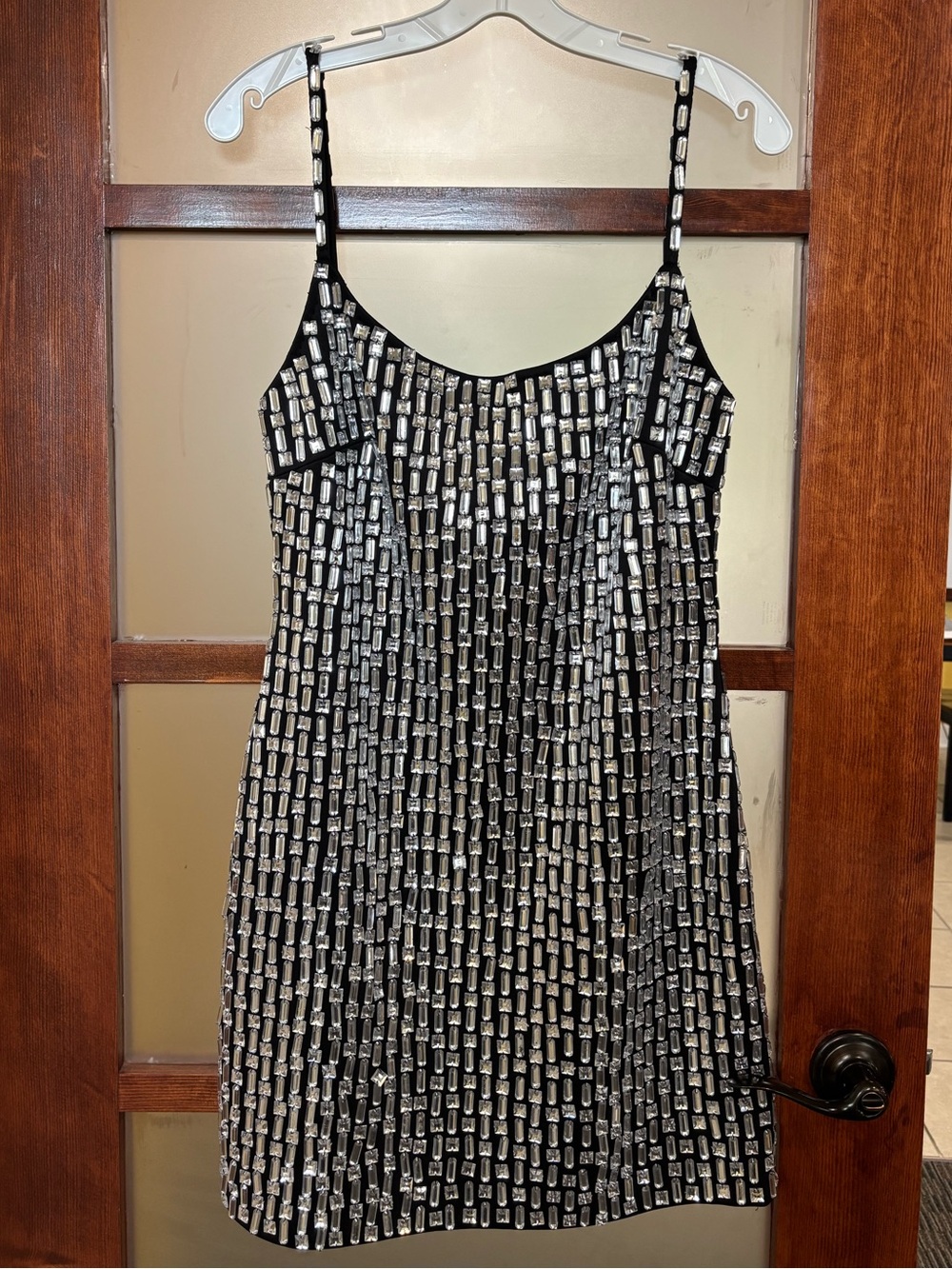 Mac Duggal Mini Dress with Silver Rectangular Sequins
